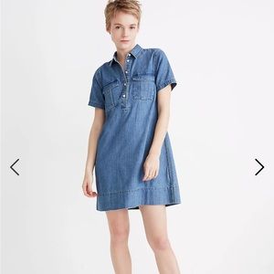 Denim Short-Sleeve Popover Shirtdress